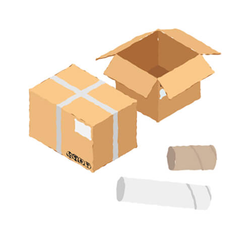 段ボール箱と紙管のイラスト