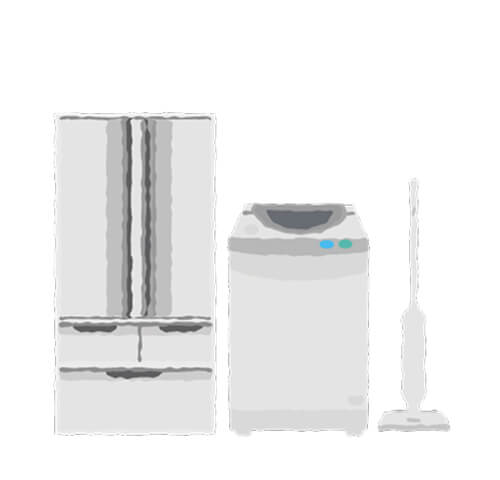 冷蔵庫と洗濯機のイラスト、家電類の粗大ごみを表現